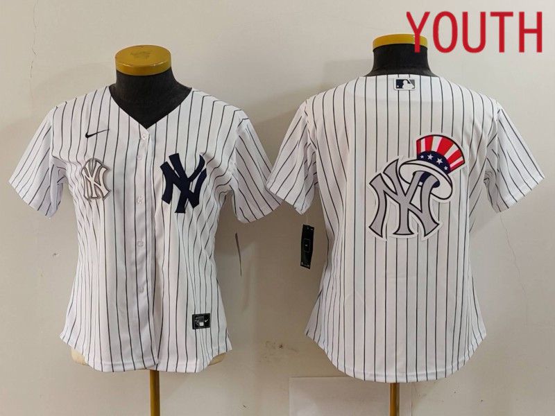 Youth New York Yankees Blank White stripe Game 2024 Nike MLB Jersey style 9